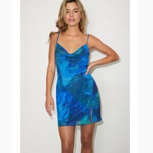 Dynamite Dani Cowl Neck Chiffon Slip Dress Y2K Fairy Grunge Goth Large